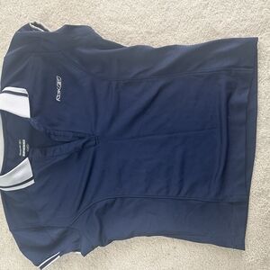 Navy Blue Polo Shirt with White Accents